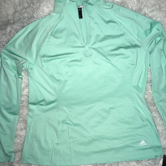 Adidas light mint women’s 1/4 ZIP shirt size XL - Picture 2 of 7